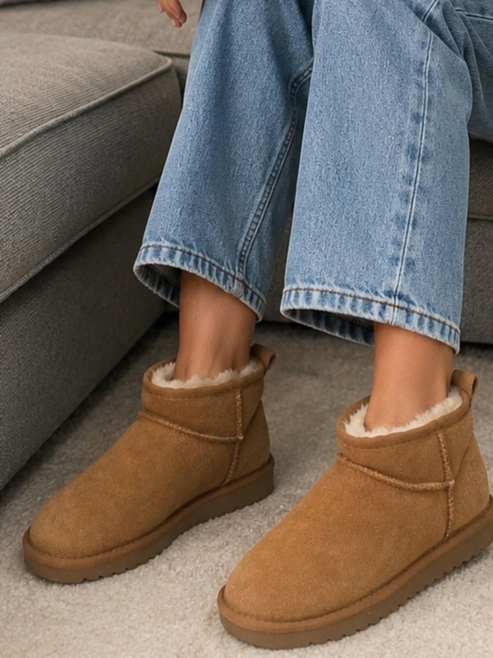 Steve Madden Cozy Fleece-Lined Ankle Boots | Size 7 | Camel Brown | Brand New